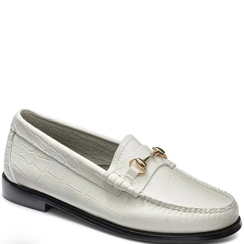 NWOB G.H. Bass & Co. White Loafers with Gold Detail
